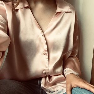 Vintage Morgan Taylor baby pink blouse